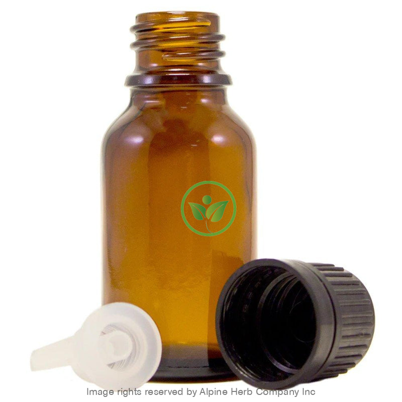 Glass Bottle with Cap - 15ml Amber, 18mm - Alpine Herb Company Inc.